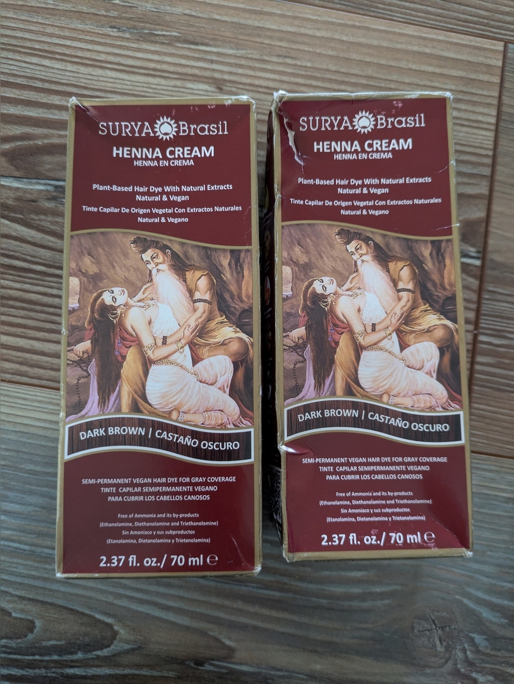 Surya Brasil Henna Cream Semi-Permanent Vegan Hair Dye Dark Brown Pack Of 2